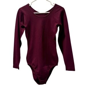 Burgundy Long Sleeve Leotard / Bodysuit Size Medium